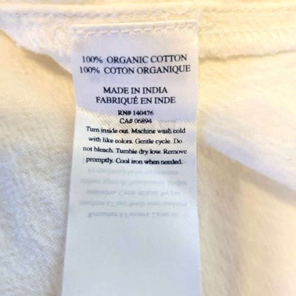 Faherty Blouse Women's S Laura Organic Cotton Boho Peasant Embroidered Smocked - Picture 8 of 10